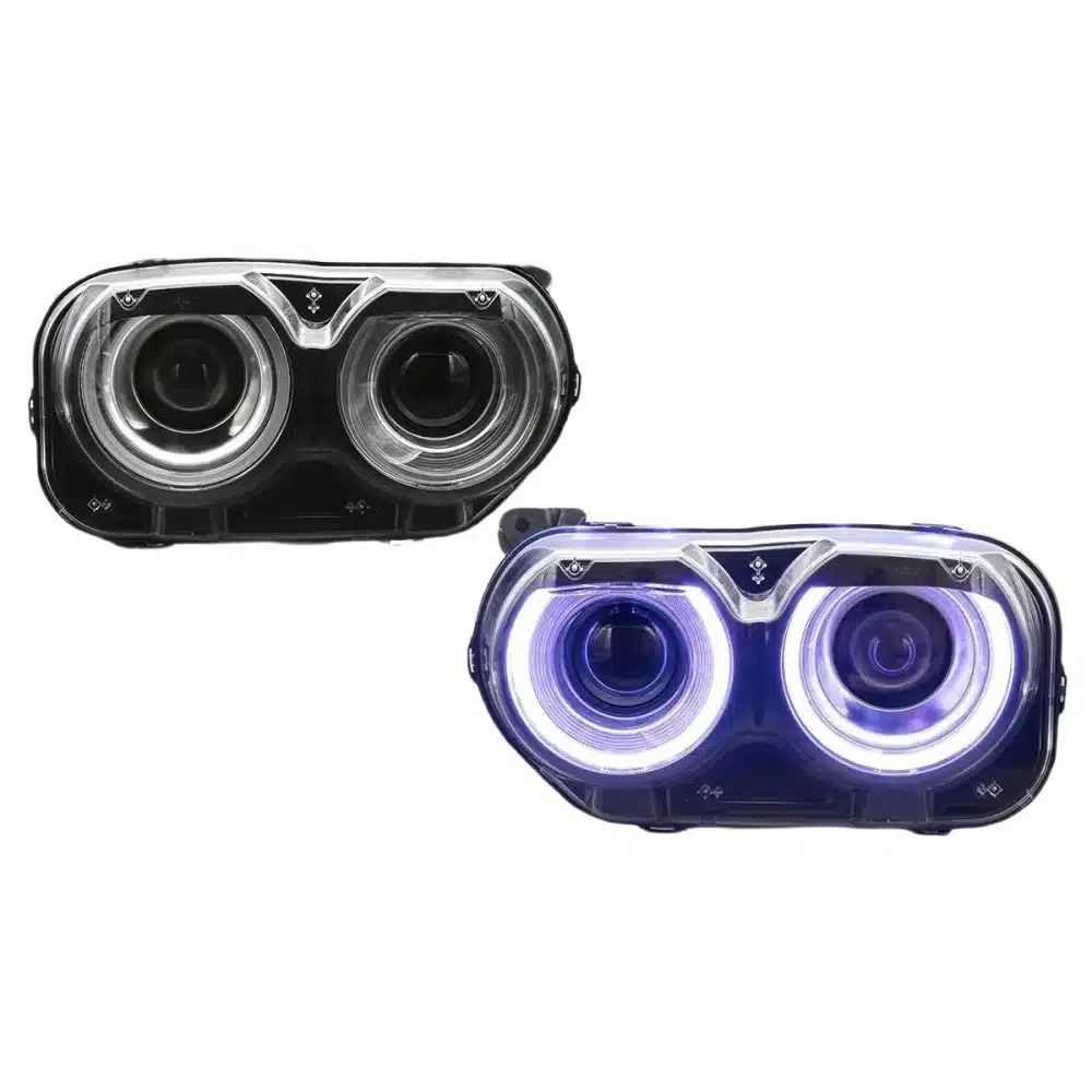 AUTO ADDICT OEM REPLICA LED HEADLIGHTS W/ RGB COLOR CHANGE FOR LA DODGE CHALLENGER (FACELIFT)