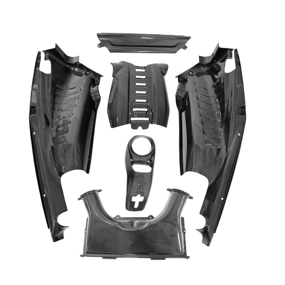 EXOTIC CAR GEAR CARBON 6-PIECE ENGINE-BAY SET FOR FERRARI 488 GTB / 488 PISTA / F8 TRIBUTO [ECG-FER-488EBP6]