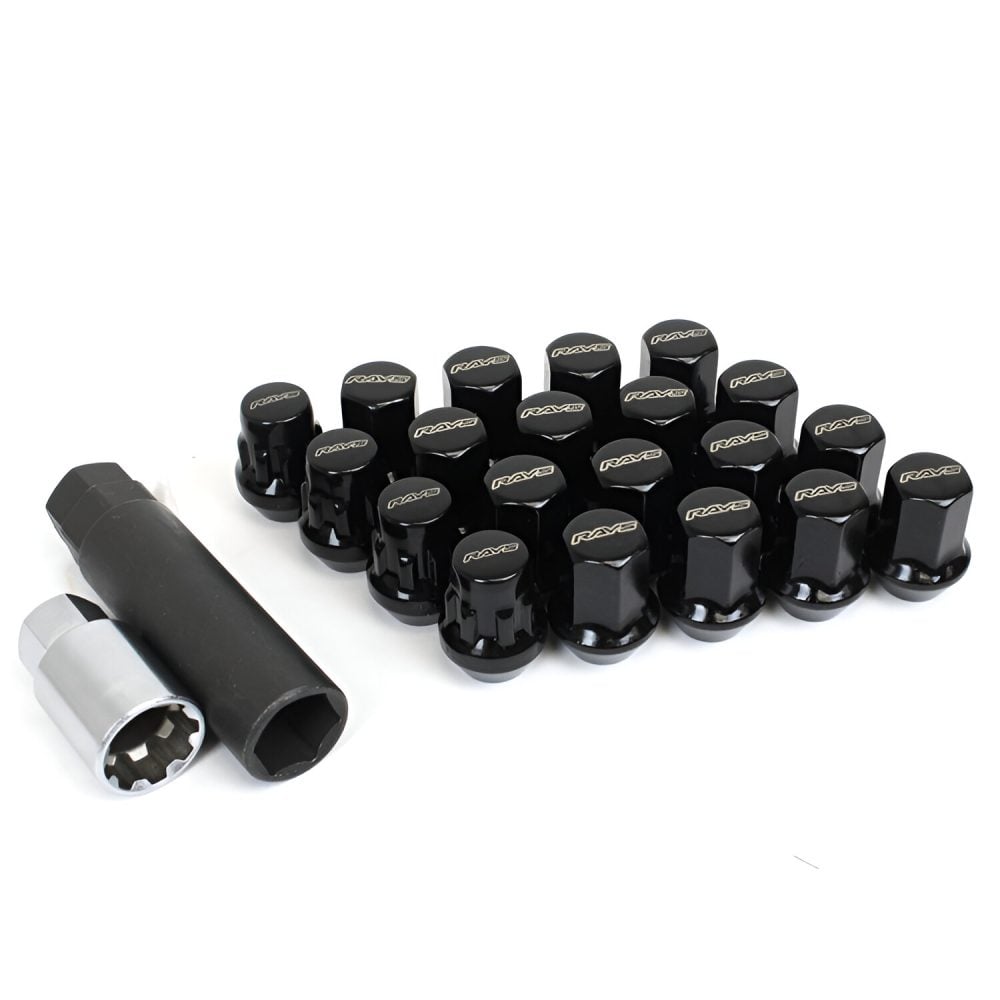RAYS 17HEX M12X1.25 20PC LOCK & LUG NUT SET IN BLACK [W1712125B]